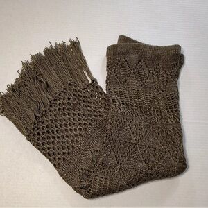 Polo Ralph Lauren Crochet Fringe Boho Maxi Runway Skirt  w/ Underskirt  Brown XL